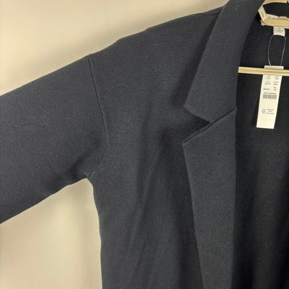 J. Crew Ella open-front long sweater-blazer NEW XS oversized Black AD753